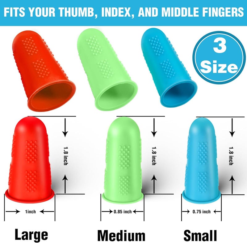 Innconee 100 Pieces 3 Sizes Finger Protectors Bulk, Silicone Hot Glue Gun Finger Caps Bulk Rubber Fingers Thimble Protectors Guard Tips Caps Pads Cover for Hot Glue Gun, 6 Colors - Image 3